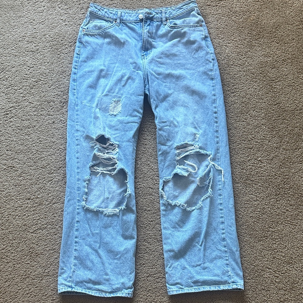 Forever 21 Light Blue Distressed Boyfriend Jeans
